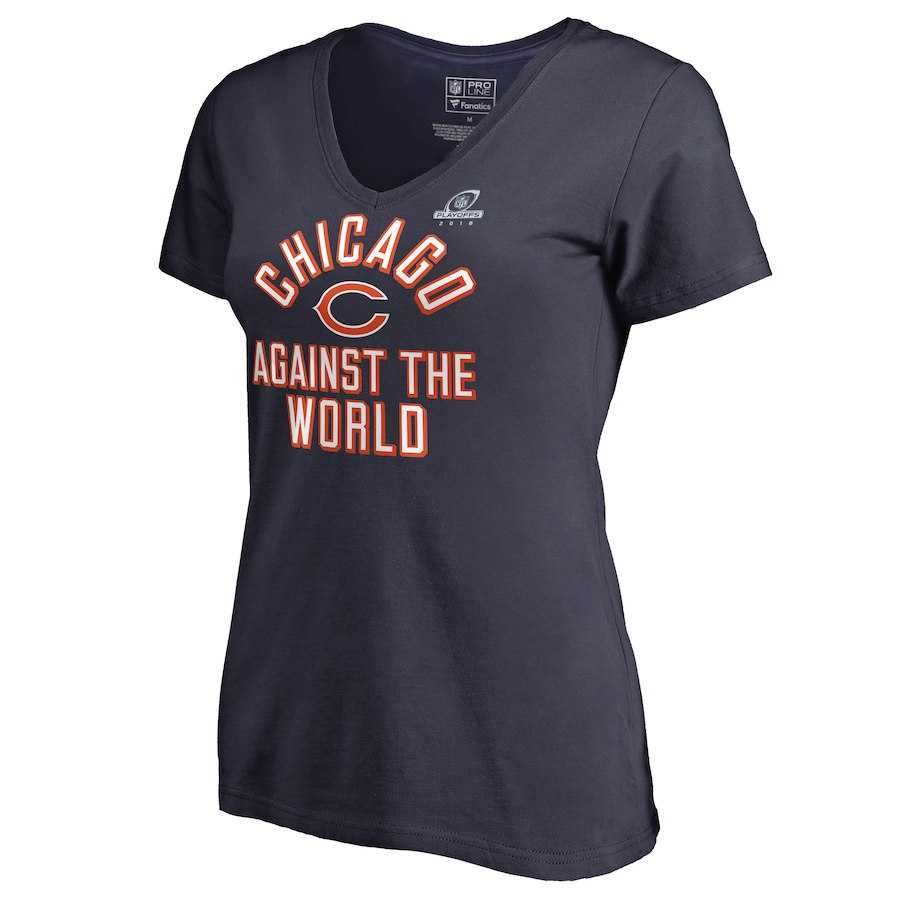 Women Bears Navy 2018 NFL Playoffs Against The World T-Shirt,We sell and wholesale Women Bears Navy 2018 NFL Playoffs Against The World T-Shirt on line form chian!
